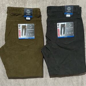 Lot of 2 NWT Weatherproof Vintage Men's Straight Corduroy Pants - Olive & Brown
